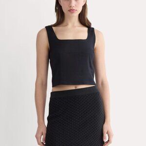 Everlane Women's Square Tank in Stretch Linen in Black, Size 0